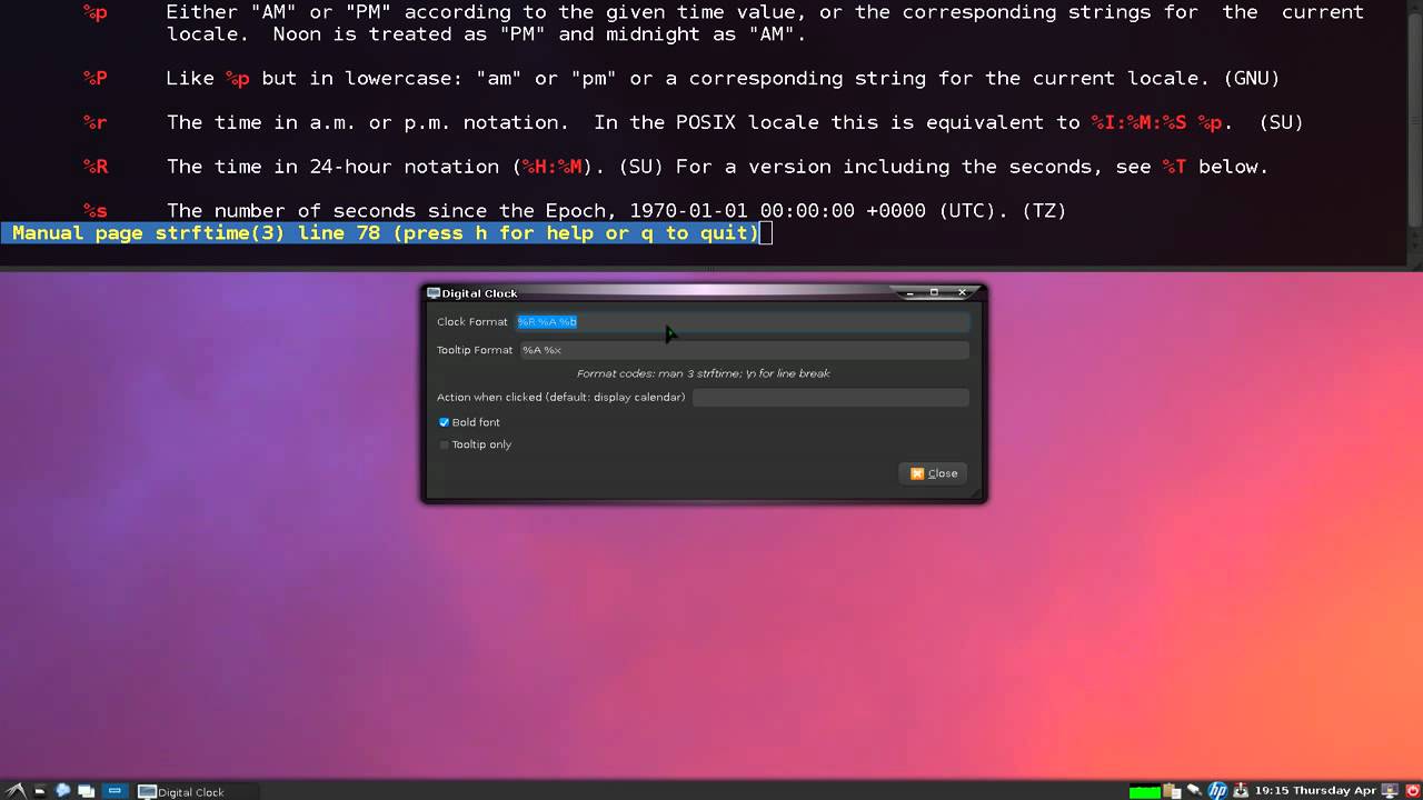 Change Digital Clock Settings – Linux