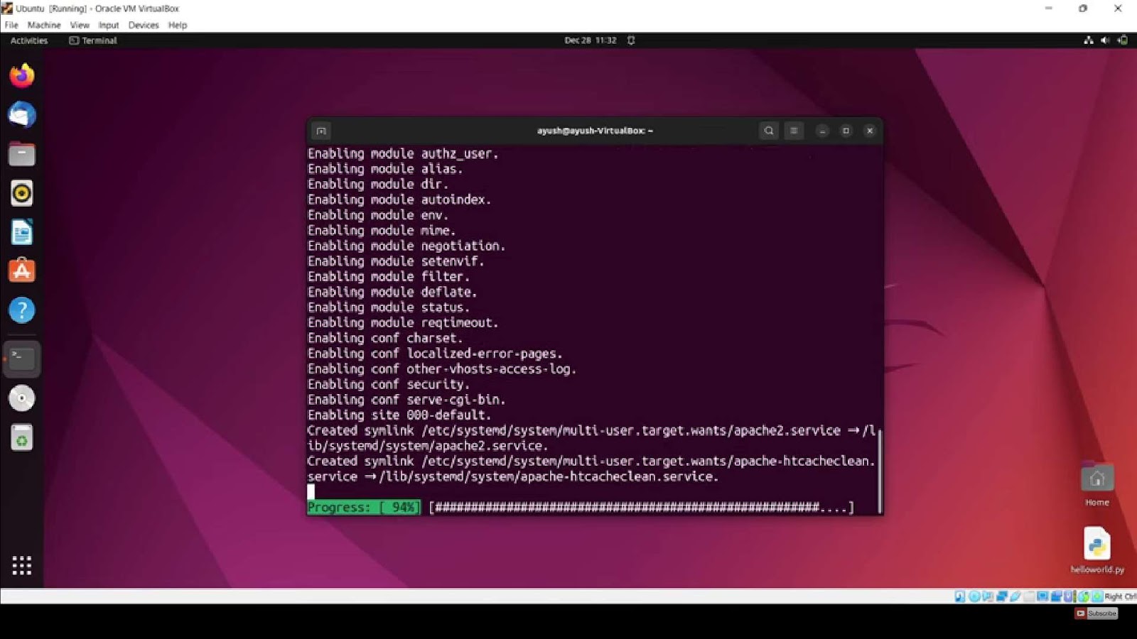Process of apache download on linux