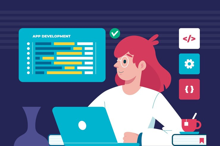 Woman Working on a New App